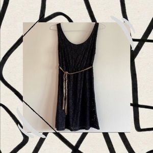 Black summer dress with light brown belt, size: medium,  brand: forever 21